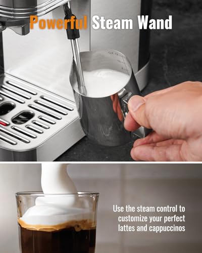 Shardor Espresso Machine with Burrs Coffee Grinder