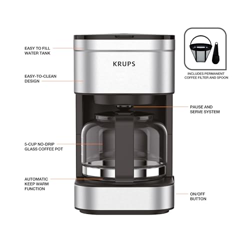 Simplified KRUPS 5 Cup Coffee Maker with Cold Brew Function