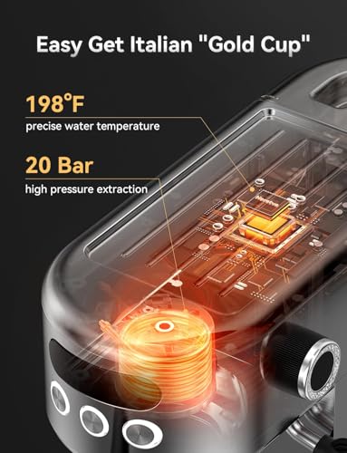 Neretva 20 Bar Super Compact Espresso Machine with LED & Milk Frother