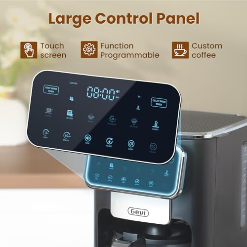 Gevi Programmable Coffee Maker, Touch Screen, Fast Brew, Auto Shut-Off, 4-Hour Warm Plate, Iced Coffee Option