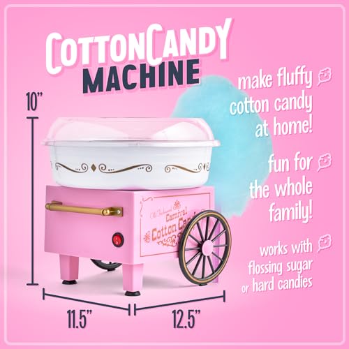 Vintage Pink Cotton Candy Machine for Kids with Accessories