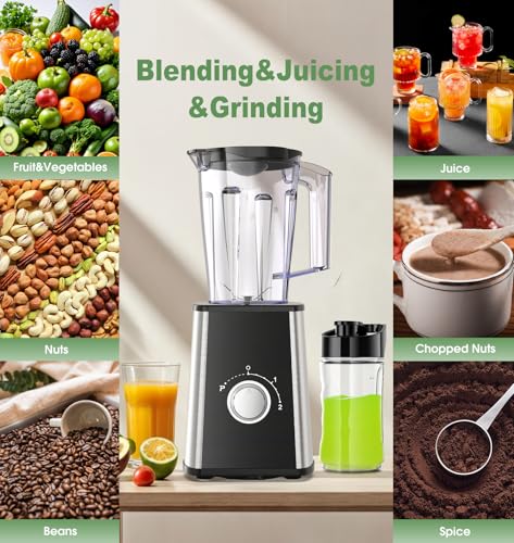 Personal Smoothie and Shake Maker with Coffee Grinder, 2 To-Go Cups, BPA Free Countertop Blender